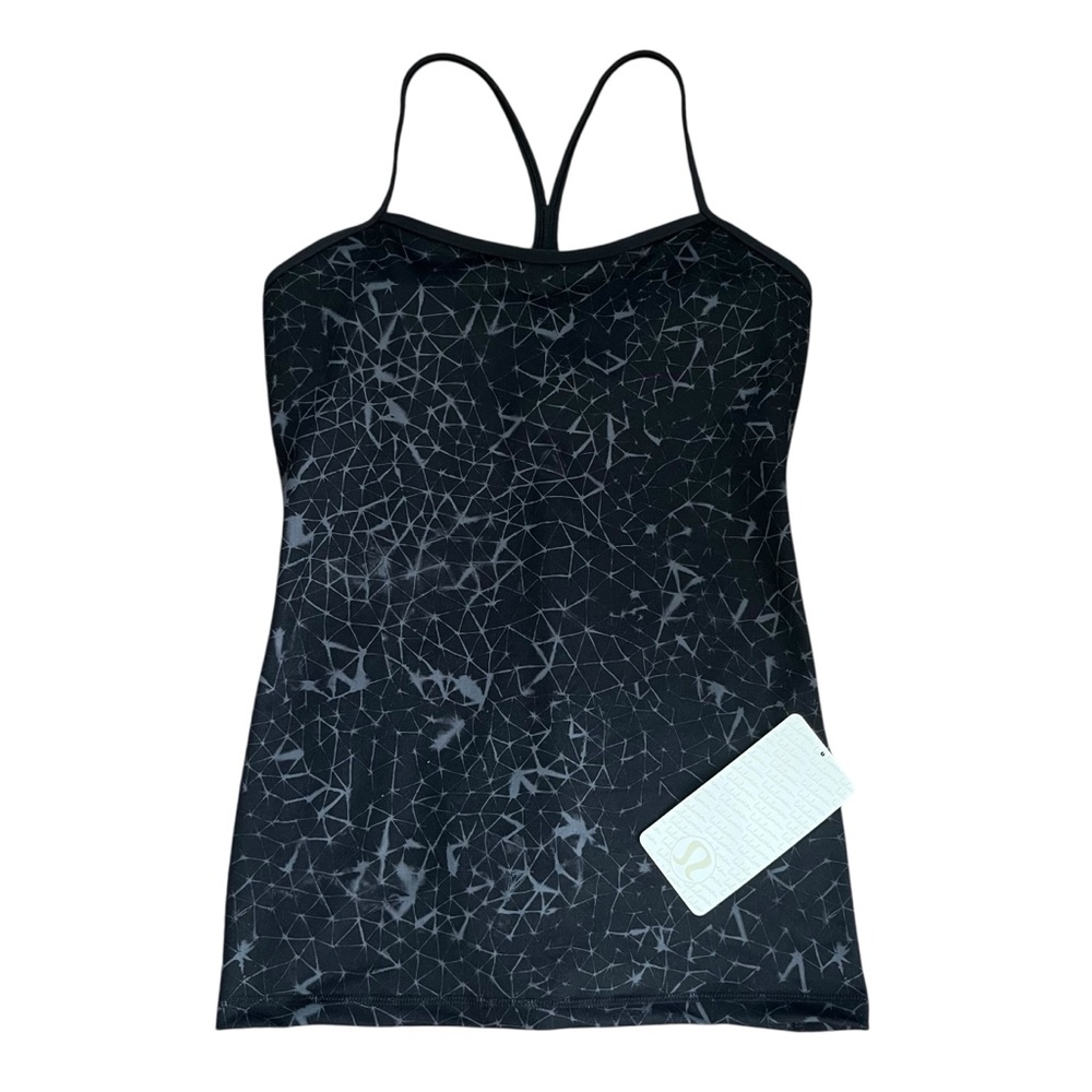 Lululemon Power Y Tank Built In Bra Size 10 NWT Black Gray Geometric Print - Picture 2 of 10